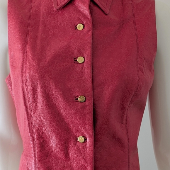 Burberrys Pink Ostrich Leather Vest Vintage 90s Y2K Size 8 - Picture 6 of 9